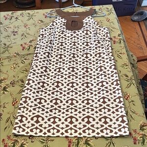 Ann Taylor Loft brown and beige print size 10 dress fully lined